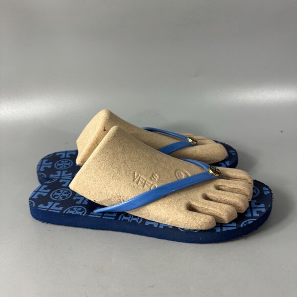 TORY BURCH Thin Flip Flop in Navy Mixed Logo - Picture 2 of 11